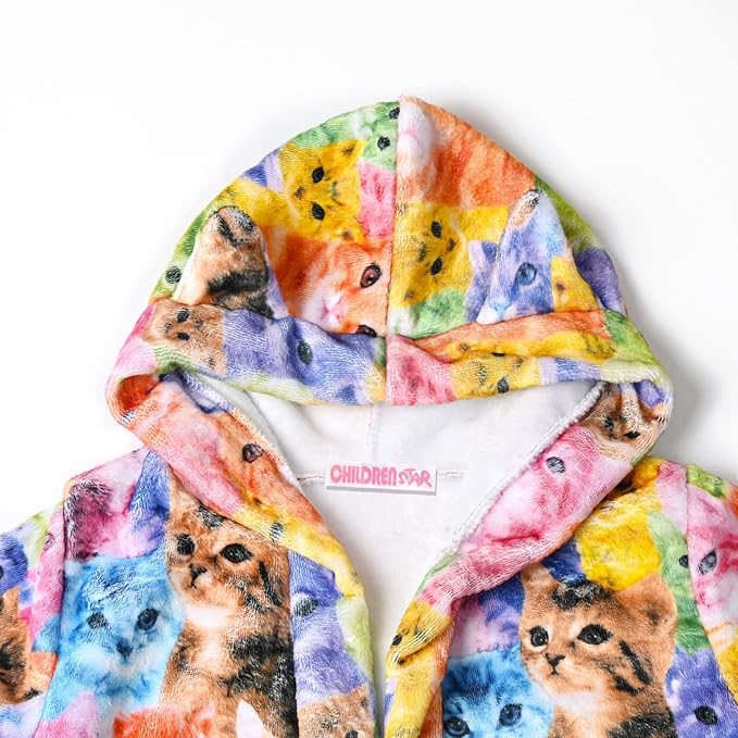 CHILDRENSTAR Girls Robe Kids Cat Bathrobes Plush Soft Fleece Pajamas Sleepwear