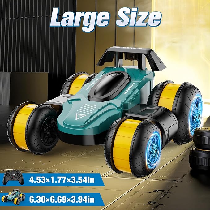 High Speed Drift Remote Control Stunt Deformation Car, Birthday Gifts, for Boys and Girls 4-16 Years Old (Green)