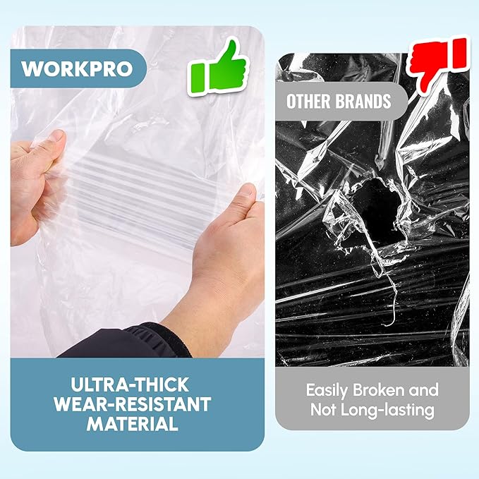 WORKPRO 2-Pack Queen/King Size Plastic Mattress Bags for Moving, 2mil Thick Water-Resistant Mattress Protector Storage Covers, Tear-Resistant Mattress Disposal Cover (78"x100")