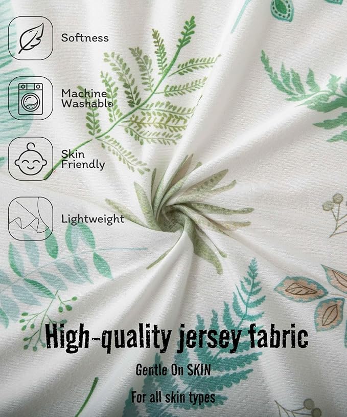 SDY Jersey Crib Sheets for Baby Boys and Girls,52"x28"X8", 2 Pack, Green Standard Oval/Retangle Crib Mattress Sheets for Toddler,Super Soft Breathable