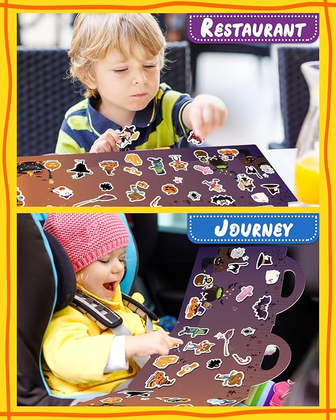 Benresive Reusable Sticker Books for Toddlers, Fun Travel Stickers for Kids, Toddler Sticker Book, Crafts Activities for Toddlers, 3 and Up Birthady Gifts - Halloween