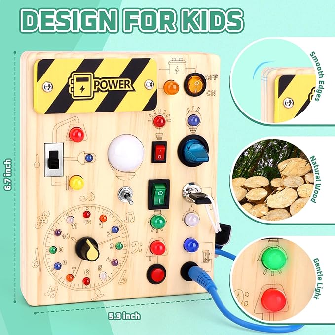 Busy Board for Toddlers - Montessori Educational Toy for 1-3 Year Old Boys & Girls | Travel-Friendly Sensory Learning Activity | Ideal for Kids with Autism(Clocks Busy Board)