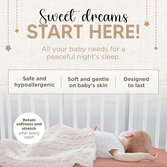 Bassinet Sheet for Bassinet Mattress - 100% Organic Muslin Cotton - Snuggly Soft & Cozy Sheets Fitted for Ronbei, Amke, Baby Delight & Fodoss Bedside Sleeper 2 Pack