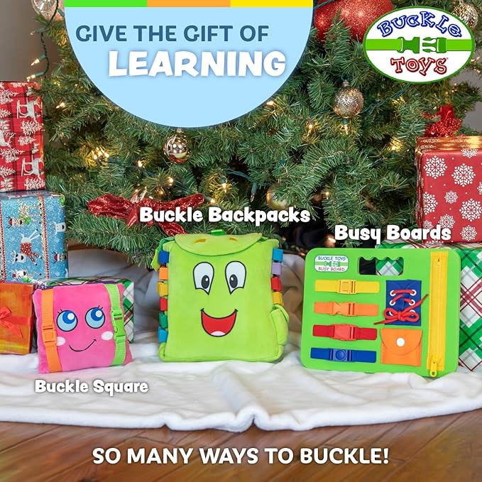 Buckle Toys Bear Backpack - Toddler Backpack & Stuffed Animal Learning Activity – Develops Fine Motor & Basic Life Skills – Soft Plush Kids Travel Toy - Billy Bear
