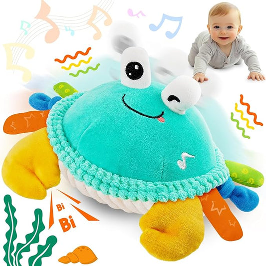 FUNZBO Baby Toys 12 18 Months - 3 in 1 Musical Dancing Crawling Crab Baby Plush Toy, Interactive Infant Tummy Time Toys with 50 Songs & Recording Feature, Christmas Birthday Gifts for Age 1-3 Toddler