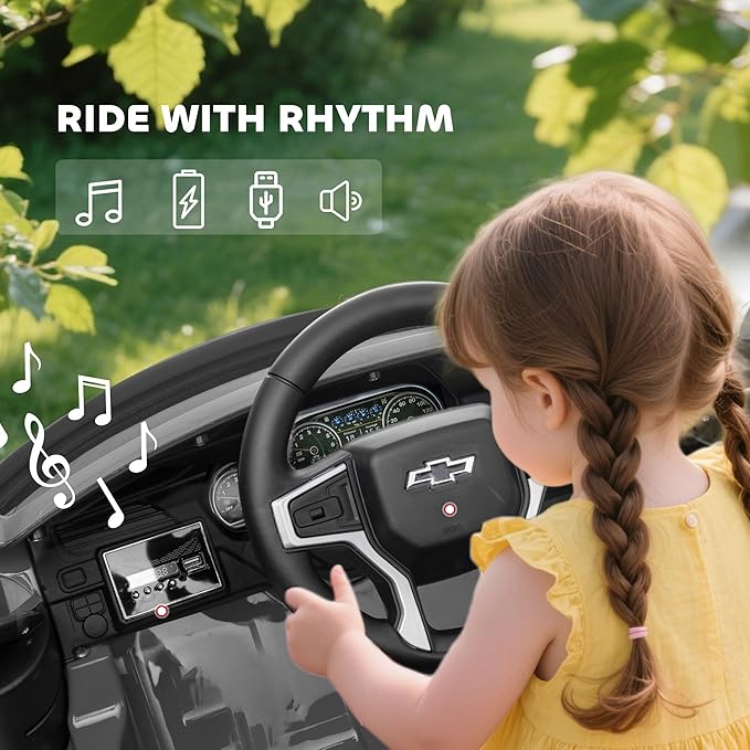 Aosom Licensed Chevrolet Tahoe Ride On Car, 12V 7AH Battery Power Ride On Toy with Parent Remote Control, LED Lights, Music, 4 Wheeler Suspension, 3 Speeds, Kids Electric Vehicle for Aged 3+, Gray