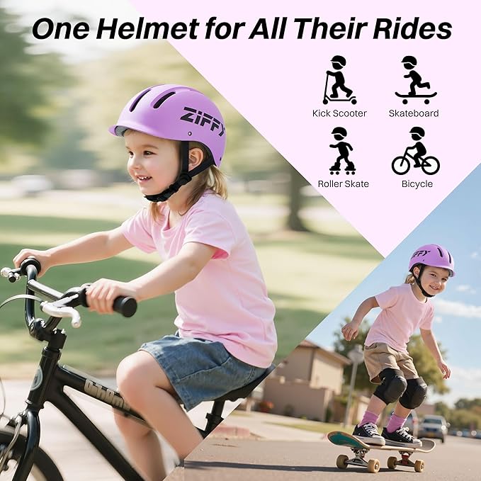 ZIFFY Kids/Toddler Bike Helmet, Adjustable, Lightweight, Safety Certified Scooter Helmet for Boys & Girls with Washable Inner Lining, 2 Sizes, 4 Colors – Fits Toddlers to Youth by Jova
