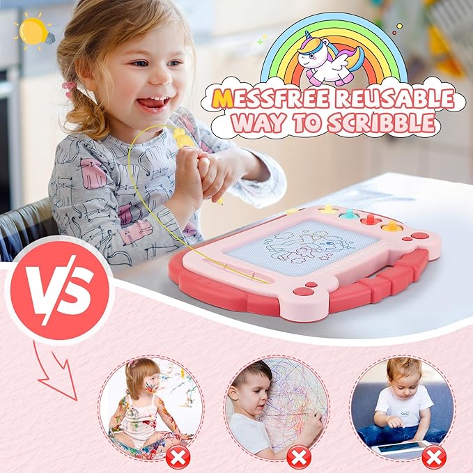 HCFJEH Magnetic Drawing Board, Sketch Doodle Board Pad Toy, Educational Learning Toys for Toddlers 3, Learning Toys for Baby Kids Boys Girls 3 Year Old Birthday Gift (Red)
