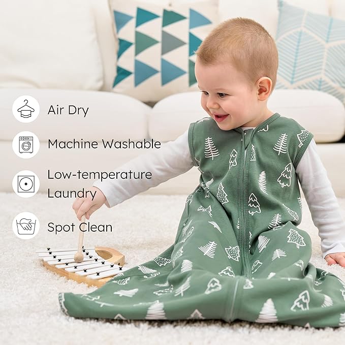 Baby Sleep Sack 18-24 months, 100% Cotton Sleeping Sack for Toddler, 3 Pack Baby Wearable Blanket, 0.5 Tog Lightweight Double Zipper Sleep Bag XLarge Brown Green Lion