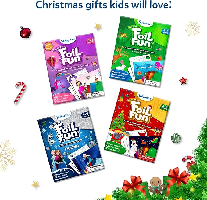 Skillmatics Foil Fun - Disney Frozen, Mess-Free Art, Craft Kits & Supplies, DIY Creative Activity, Travel Toys, Christmas Gifts for Fans of Elsa, Anna, Olaff, Girls, Boys, Ages 4, 5, 6, 7, 8, 9