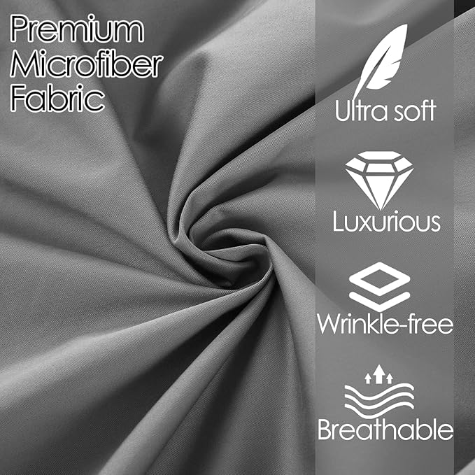 Twin Grey Sheet Set, 4 Piece Microfiber Bed Sheets，Soft Flat Bed Sheets Cover, Hotel Luxury 1800 High Thread Count Comfy Sheets, 21" Deep Pocket Fitted Sheets, Wrinkle Free