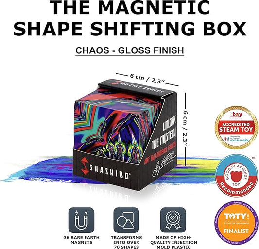 Shashibo Shape Shifting Box - Award-Winning STEM Fidget Toy with Strong Magnets - Fidget Cube Transforms Into 100+ Shapes, Christmas Stocking Stuffers Gift for Kids, Teens, and Adults (Chaos)