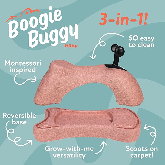 Nuby Boogie Buggy 3-in-1 Scooter for Kids – Walker, Scooter & Caster Board, Lightweight EPP Foam, Waterproof, Indoor & Outdoor Ride-On Toy, Balance & Coordination Development, Pink Boogie Buggy