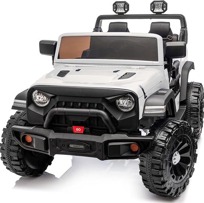 2 Seater Ride on Car Toy, 24V 4WD Electric Car for Kids 4-8 with Remote Control, 4x200W Motors, Capacity 150 lb - White