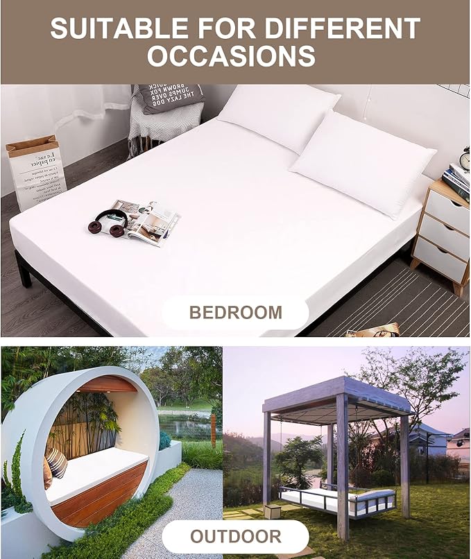 Mecerock Mattress Protector, Breathable and Soft Waterproof Mattress Protector, Mattress Cover, Fitted to 18" Deep, Mattress Cover Queen Size Bed White