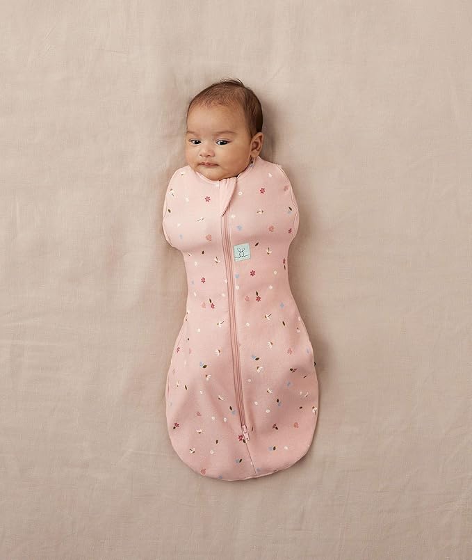 ergoPouch Cocoon Swaddle Sack 0.2 TOG - Baby Sleep Sack, Gentle Snug Fit Helps Calm Startle Reflex, Ideal for Arms In/Out Sleeping, Soft Breathable Fabric for Better Sleep (6-12 Months, Daisies)