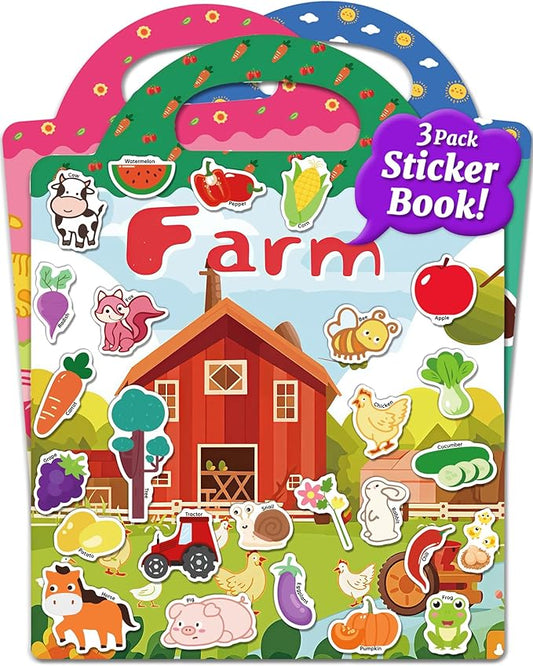 Benresive Reusable Sticker Books for Kids 2-4, Sticker Books for Toddlers 1-3 2-4, Toddler Travel Toys Activities Crafts Gifts