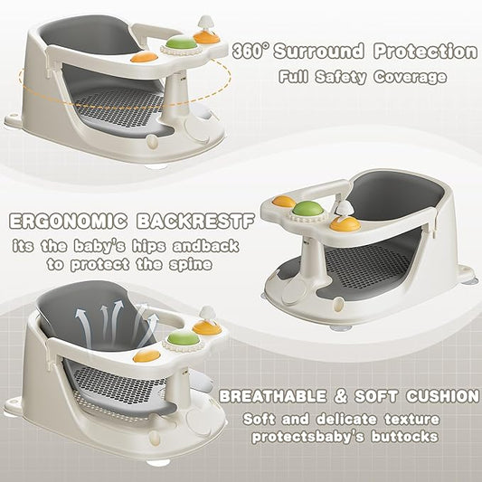 Baby Bath Seat for Babies 6 Months & Up - Bath Seats for Babies Sitting up, Non-Slip Toddler & Infant Bath Seat Comfortable Baby Bath Chair
