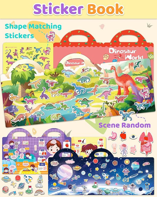 Benresive Reusable Sticker Books for Kids 2-4, Sticker Books for Toddlers 1-3 2-4, Toddler Travel Toys Activities Crafts Gifts