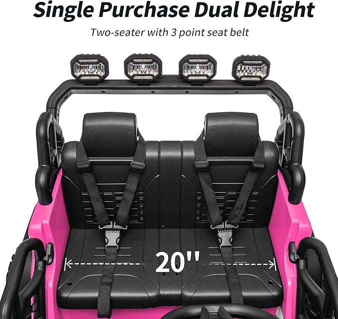 2 Seater Ride on Electric Car, 12V Ride on Toy Car for Kids 4-8 w/Remote Control, EVA Tires - Pink