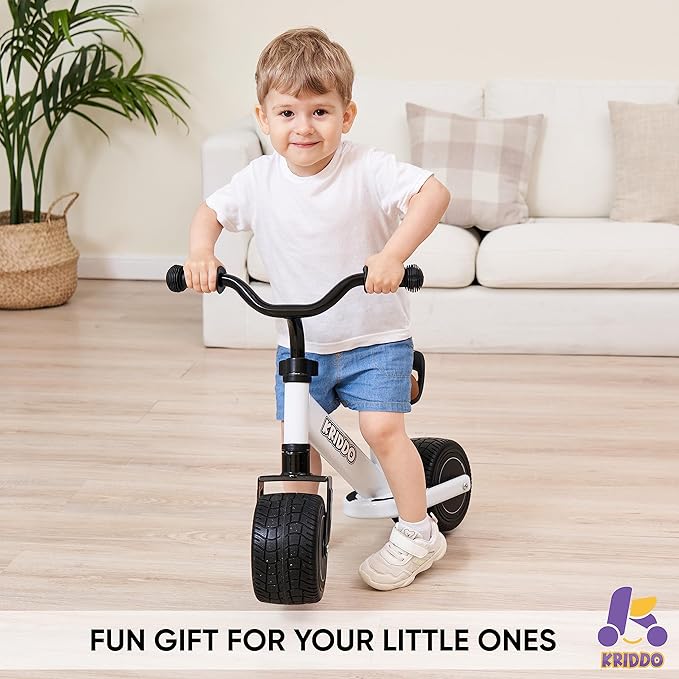 KRIDDO 1-2 Year Old Balance Bike, Mini Cruiser for First Birthday, Black