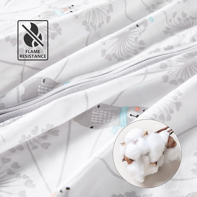 TILLYOU 2 Pack Baby Sleep Sack 18-24 Months 100% Cotton Wearable Blanket 0.5 TOG Sleeveless Summer Sleep Sacks with 2-Way Zipper, Gray Bear & White