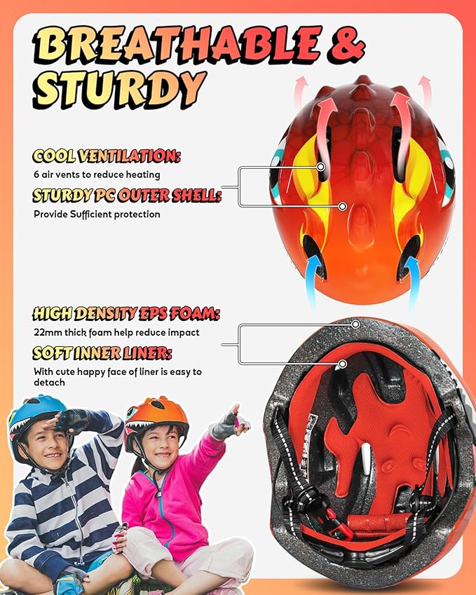 VICTGOAL Toddler Kids Bike Helmet Lightweight 3D Children Bicycle Helmet for Boys and Girls Age 3-8 for Multi-Sport Scooter Cycling Skating