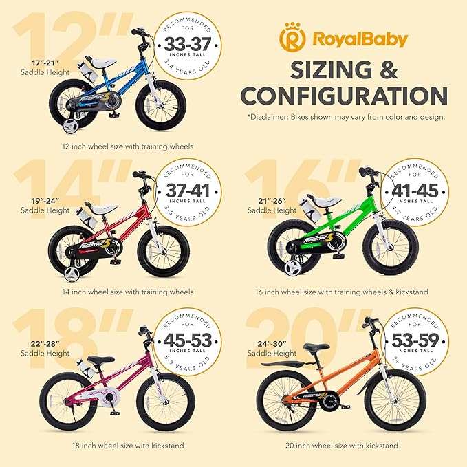 RoyalBaby Kids Bike Freestyle Classic & EZ Balance Pedal Switchable Bicycle, 12 14 16 18 Inch, 3-10 Years Toddler to Big Kids