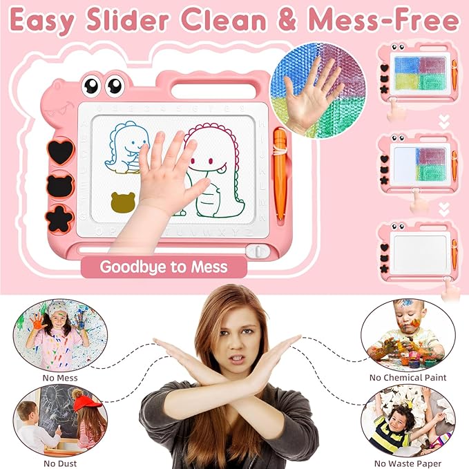 AiTuiTui Magnetic Drawing Board Toddler Toys Gift for Girls Boys, Color Sketch Writing Scribble Doodle Pad Travel Games, Educational Learning Kids Toys for Birthday or Valentine (Pink)