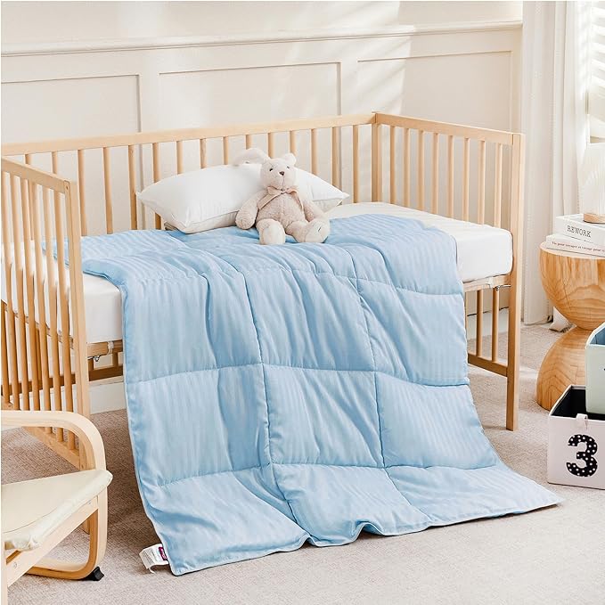 ZPECC Toddler Down Alternative Comforter, 39x47 Hypoallergenic Baby Blanket Quilt, Soft Breathable Lightweight All Season Kids Duvet Insert for Crib Stroller Cot Daycare, Baby Blue