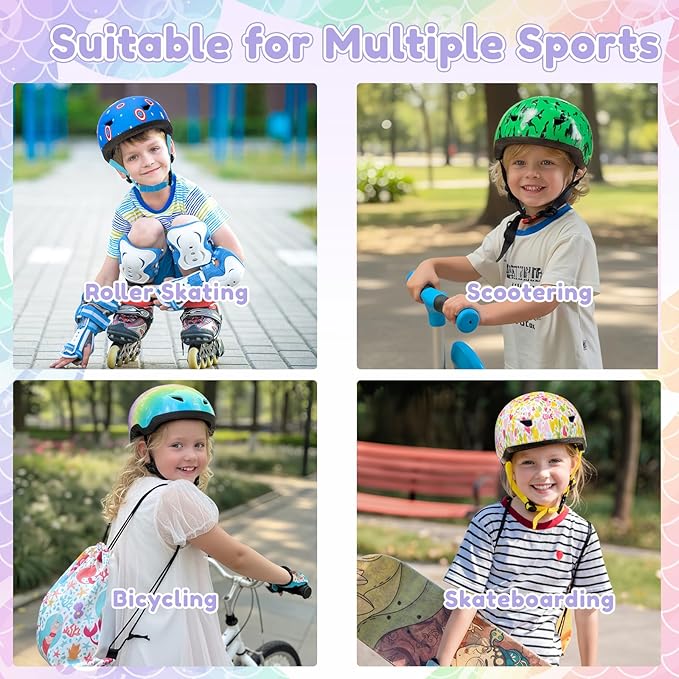 Toddler Bike Helmet with Gloves and Backpack Set, 3 Sizes for Baby Infant to Kids Ages 1-3 3-5 5-8+, Adjustable Boys Girls Bike Helmet for Bicycle/Scooter/Skateboard/Roller Skate