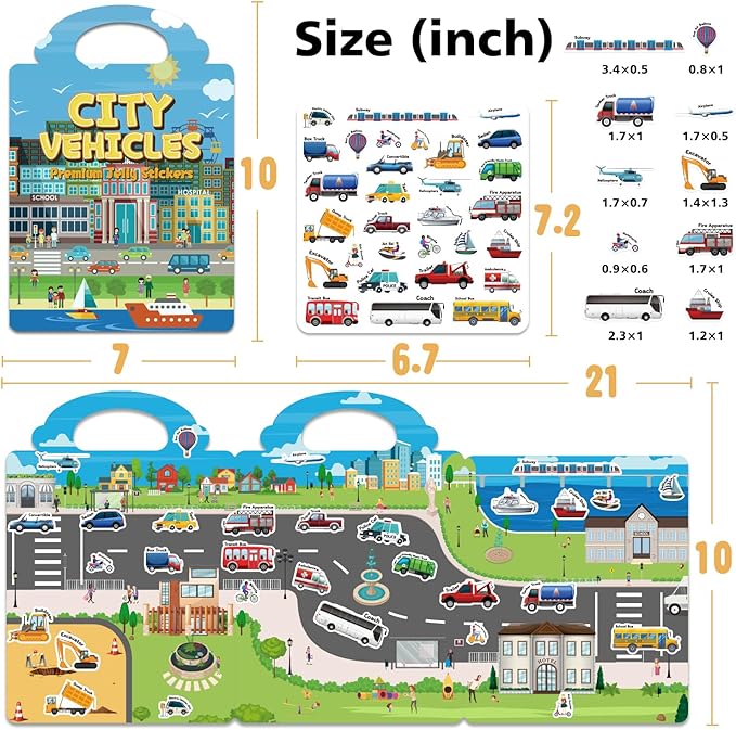 6 Sets Reusable Sticker Book for Toddlers 3-6, Jelly Sticker Books for Toddler, Travel Sticker Activity Toys for Kids 3 4 5 6 Years Old Girls & Boys