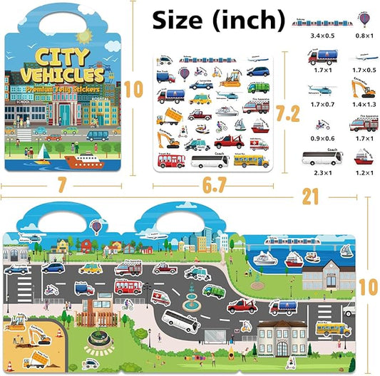 6 Sets Reusable Sticker Book for Toddlers 3-6, Jelly Sticker Books for Toddler, Travel Sticker Activity Toys for Kids 3 4 5 6 Years Old Girls & Boys