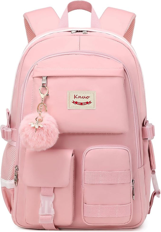 Girls Backpack,15.6 Inch Laptop School Bag Large Primary Elementary Middle College Bookbags Kids Backpacks for Teens Girls Women Students Anti Theft Travel Daypack (Pink)