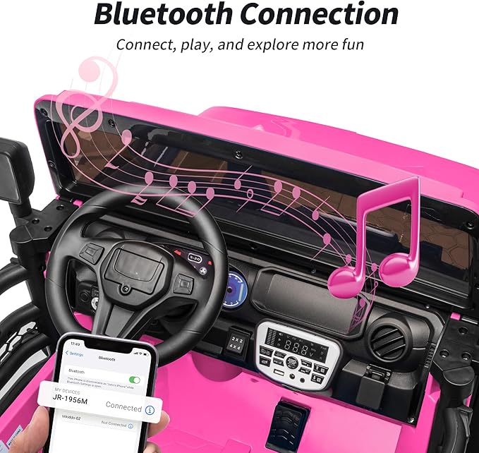 2 Seater Ride on Electric Car, 12V Ride on Toy Car for Kids 4-8 w/Remote Control, EVA Tires - Pink