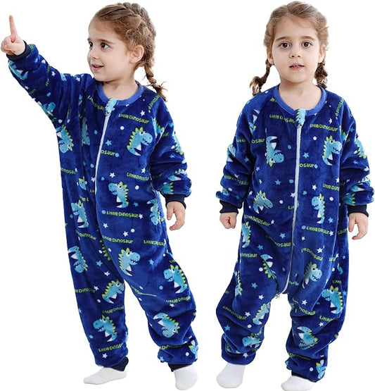 MICHLEY Toddler Flannel Sleeping Sack with Feet,Long Sleeve Baby Sleeping Bag 3-Way Zipper Super Warm Wearable Blankets