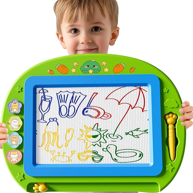 Large Magnetic Drawing Board 13 × 17 in Doodle Board Toddler Toys for Girls Boys 3 4 5 6 7 Year Old Kids, Preschool Educational Travel Toys Gifts Etch A Colorful Sketch Magnet Erasable Writing Pad