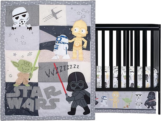 Lambs & Ivy Star Wars Classic 3-Piece Baby Crib Bedding Set - Yoda/Darth Vader