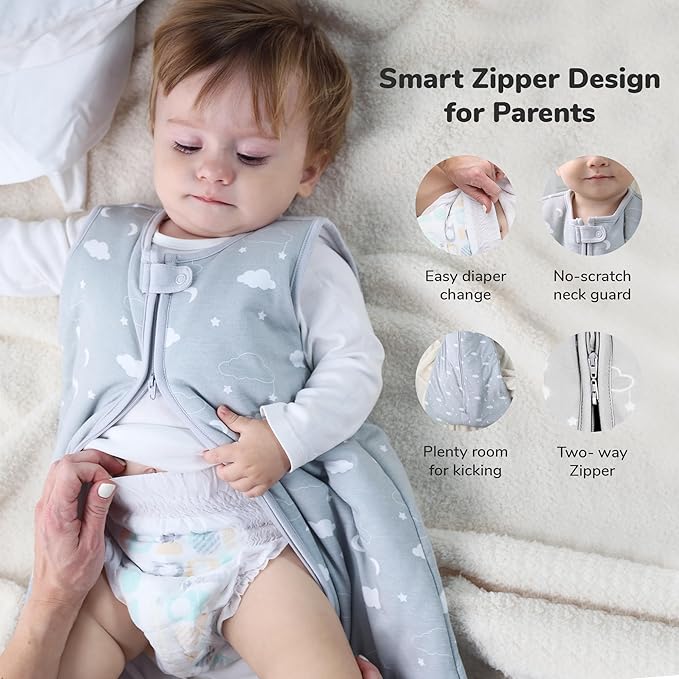 Mama Cheetah Baby Sleep Sack 2.5 TOG, Winter Baby Sleeping Bag with 2-Way Zipper, Organic Cotton Swaddle Transition Wearable Blanket for Boy Girl Infant Toddler, 0-6 Months