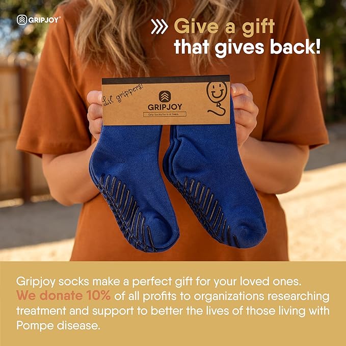 Gripjoy Toddler Socks with Grippers, Non-Slip for Kids, Enhanced Stability, Comfortable Cotton - 4 Pairs