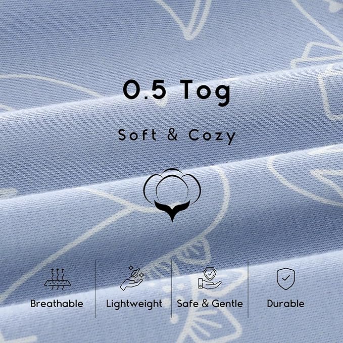 Yoofoss Baby Sleep Sack 18-24 Months 0.5 Tog Wearable Blanket for Baby, 3 Pack 100% Organic Cotton Infant Toddler Sleeping Sack 2-Way Zipper Lightweight Sleep Sack