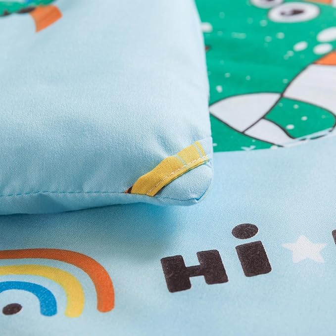 Caressma 5 Pieces Comforter Set Bed-in-a-Bag Twin Size, Soft Brushed Microfiber Kids Comforter with Lovely Blue Dinosaurs Pattern, Includes Comforter, Fitted Sheet, Flat Sheet & Pillowcase & Sham
