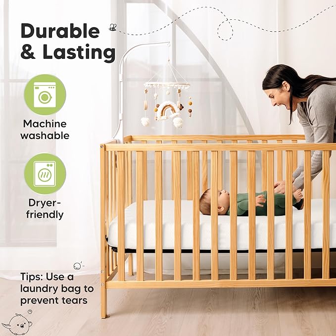 KeaBabies 2-Pack Fitted Crib Sheets for Boys, Girls, Baby - Soft Bamboo Viscose Cotton, 52x28 Standard Crib Mattress Sheets, Toddler Bed Mattress Cover, Gender Neutral, Breathable,Durable (Soft White)