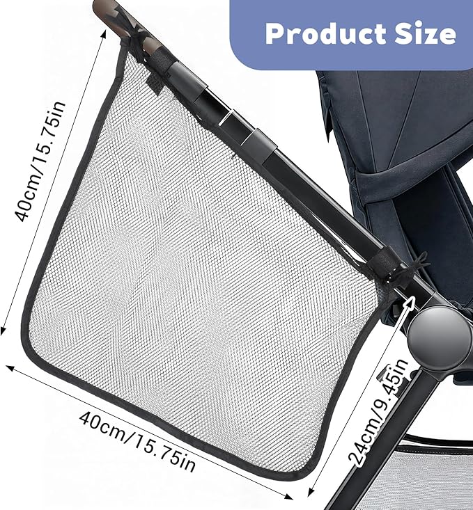Thinp Side Sling Stroller Organizer, Mesh Stroller Cargo Net Storage Bag Universal Strollers Caddy Bag Accessories Fits for Uppababy, Nuna, MINU, Butterfly (Black)