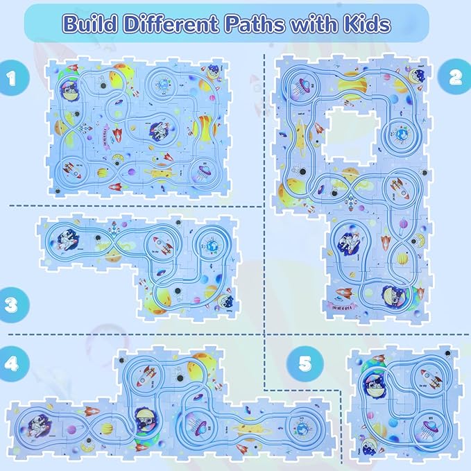 New Plastic Puzzles for Kids Ages 3-5 with A Cute Vehicle, Toddler Puzzles Gift, Critical Thinking Educational Toys, Toys for 3 4 5 6 Year Old Boys Girls, Fun Race Car Track Montessori Toys for Kids