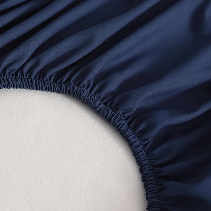 FLXXIE 2 Pack Microfiber Fitted Crib Sheets, Super Soft and Cozy Toddler Fitted Sheets for Standard Crib and Toddler Mattresses, 28x52, Navy Blue