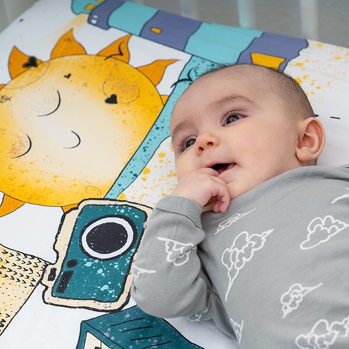 JumpOff Jo - Fitted Crib Sheet, Super Soft Breathable 100% Cotton Baby Crib Sheet for Standard Crib Mattresses and Toddler Beds, 28 in. x 52 in. - Road Trip
