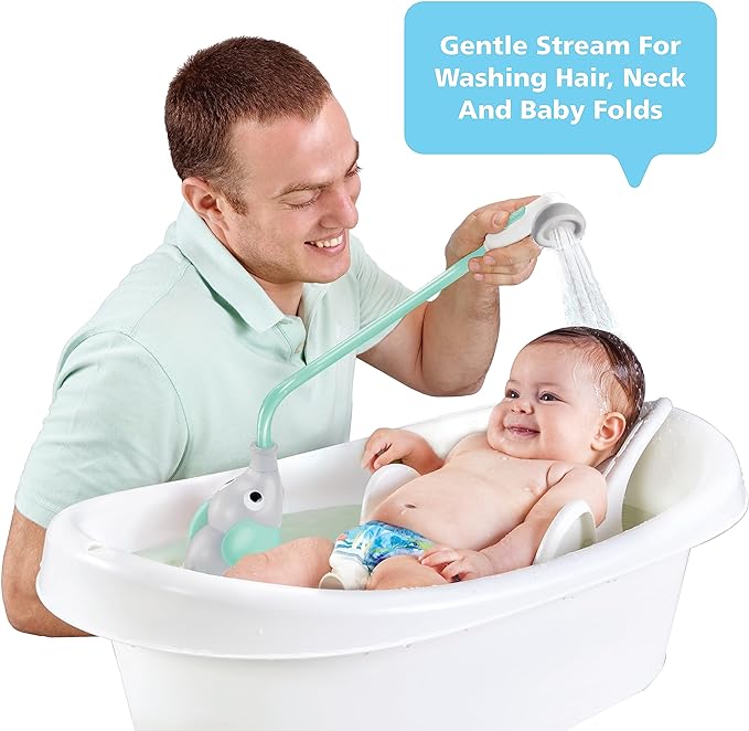 Yookidoo Baby Bath Shower Head - Elephant Water Pump with Trunk Spout Rinser - Control Water Flow from 2 Elephant Trunk Knobs for Maximum Fun in Tub or Sink for Newborn Babies