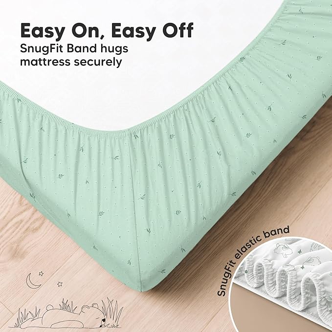 KeaBabies 2-Pack Fitted Crib Sheets for Boys, Girls, Baby - Soft Bamboo Viscose Cotton, 52x28 Standard Crib Mattress Sheets, Toddler Bed Mattress Cover, Gender Neutral, Breathable, Durable (Bunnies)