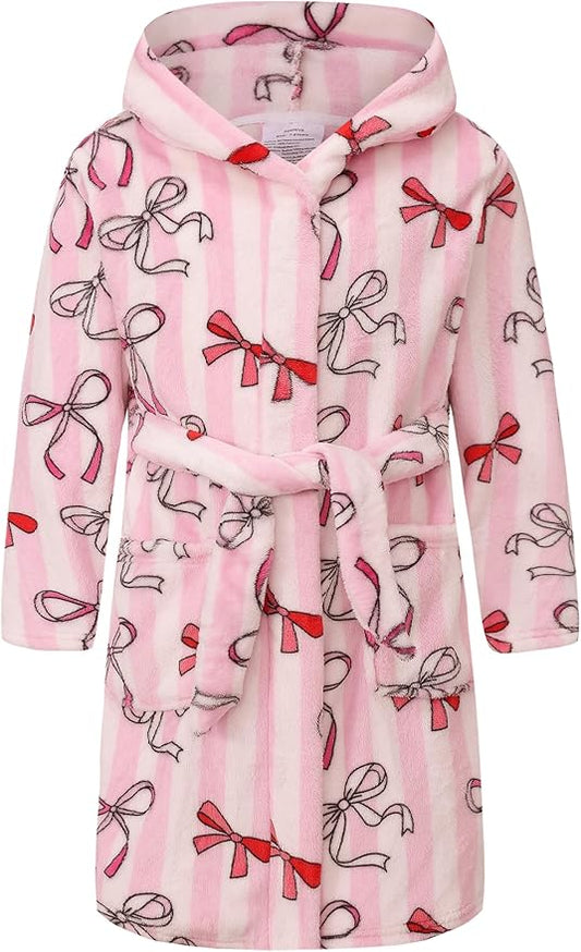 Kid Fleece Hooded Robes Girls Bathrobes Boys Soft Plush Sleepwear Toddler Fuzzy Pajamas